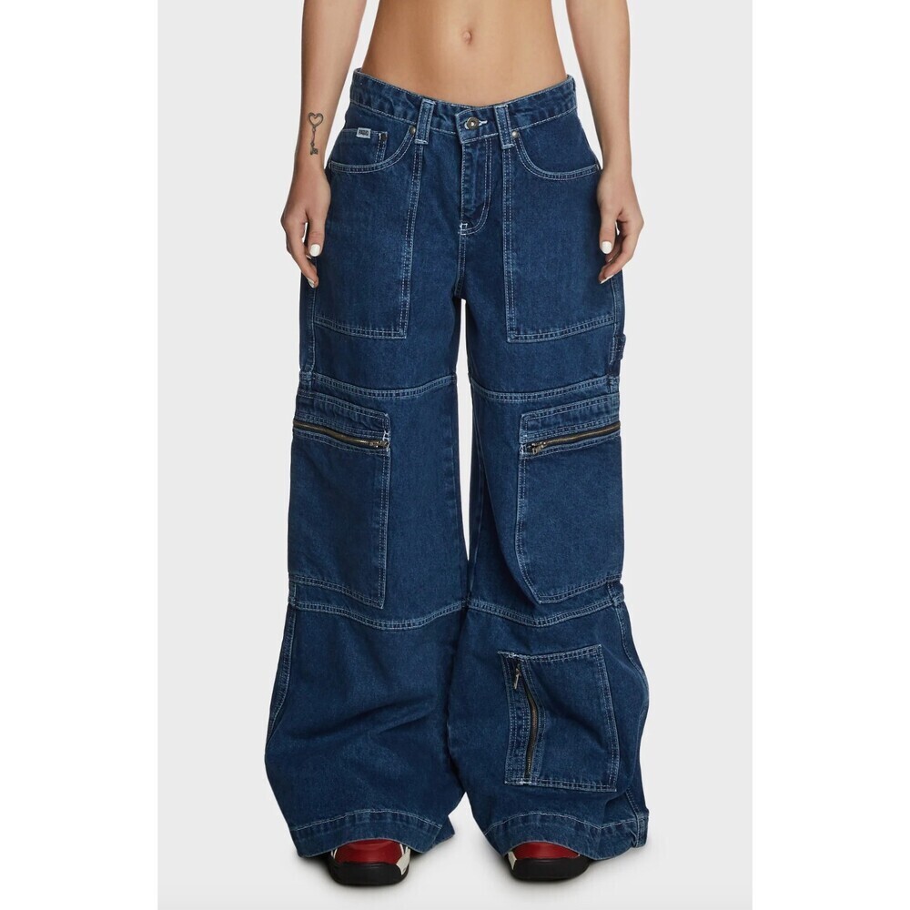 Ragged Priest NWT Sweeper Zip Super Wide Leg Baggy Jeans Medium Wash Size 26